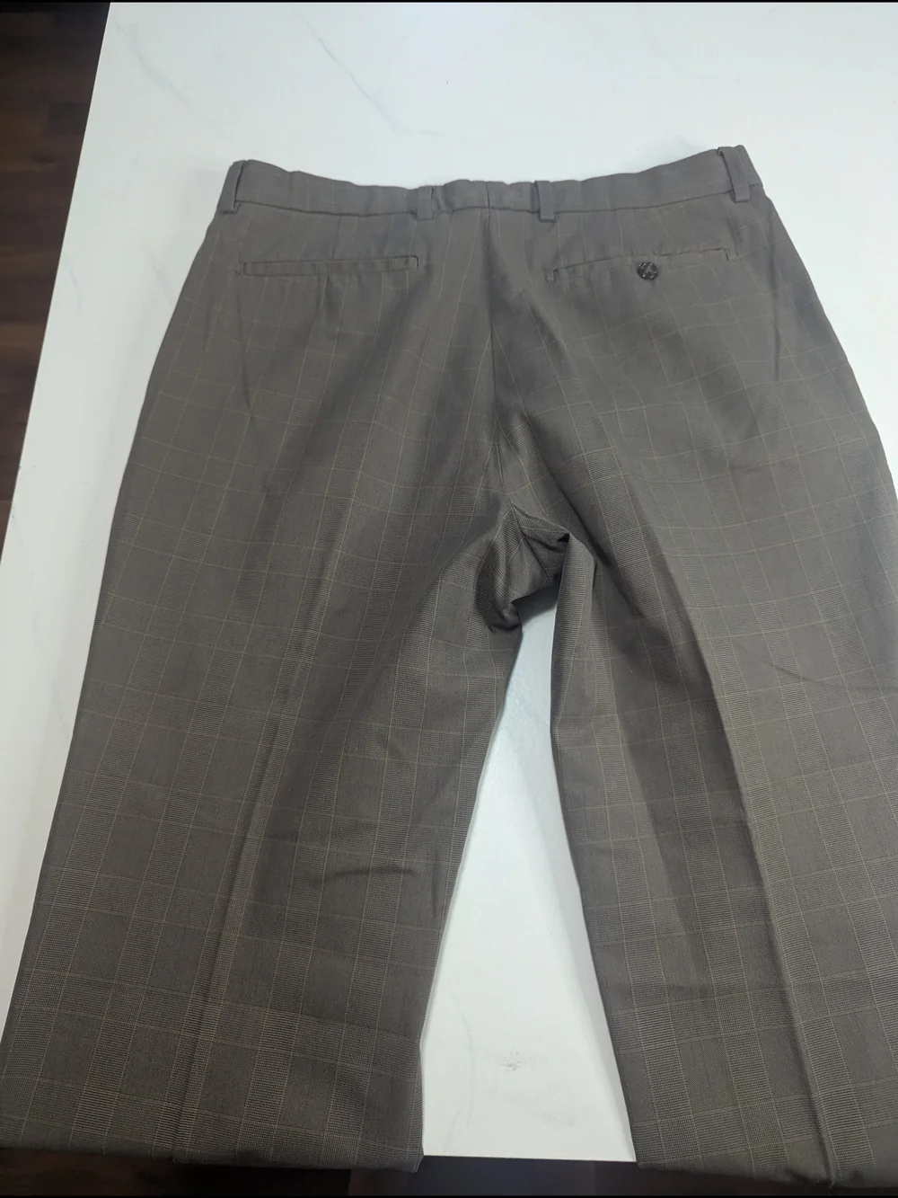 Banana Republic Modern Fit Dress Pants Mens 33x32 Brown Glen Plaid Trousers EUC